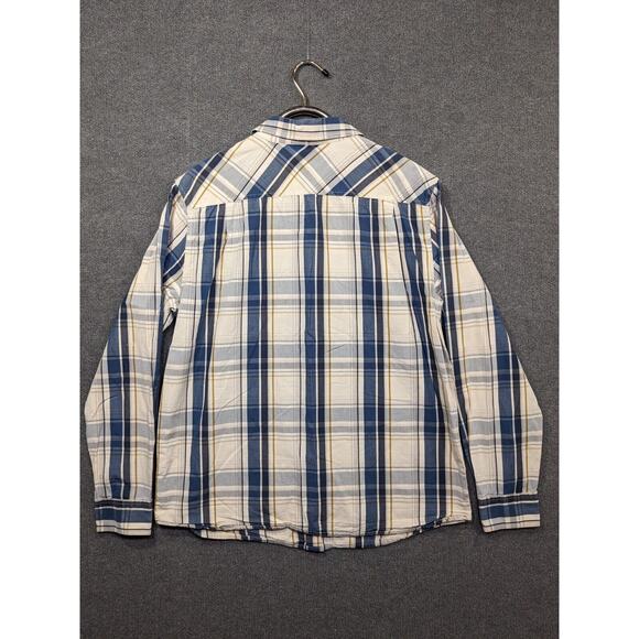 Merrell Button Up Shirt Mens XL Plaid Cotton Pockets Blue Outdoor Preppy - Picture 6 of 11